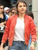Selena Gomez Rainy Day In New York Bomber Jacket