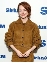 Bugonia 2025 Michelle Brown Suede Cropped Jacket