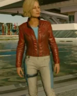 Sarah Morgan Starfield Maroon Leather Jacket