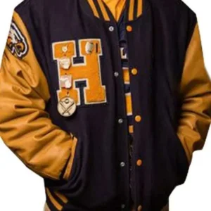 Men’s Letterman Black and Yellow Varsity Jacket
