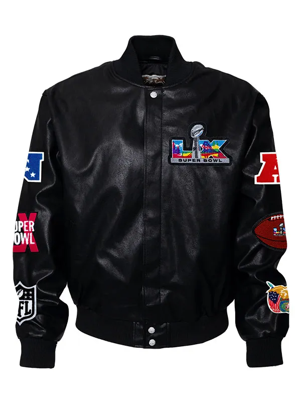 Super Bowl LX 2026 Black Vegan Leather Jacket