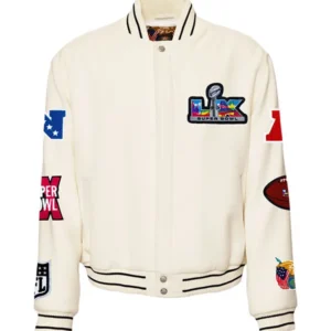 Super Bowl LX 2026 Black & White Wool Varsity Jacket