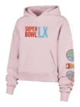 Super Bowl LX 2026 Pink Cropped Hoodie