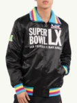 Super Bowl LX Black Satin Varsity Jacket 2026 NFL