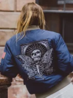 Resident Evil 4 Leon Kennedy Blue Bomber Jacket - Image 2