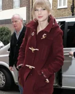 Taylor Swift Street Style Burgundy Wool Coat