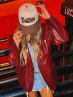 PBR Texas Rattlers Morgan Nicole Red Leather Blazer - Image 2