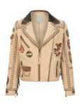 Lainey Wilson CMT Awards Beige Fringe Leather Jacket