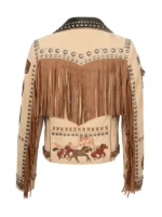 Lainey Wilson CMT Awards Beige Fringe Leather Jacket - Image 4