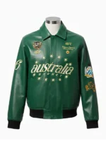 UFC 325 Sydney Green Leather Rugby Jacket 2026