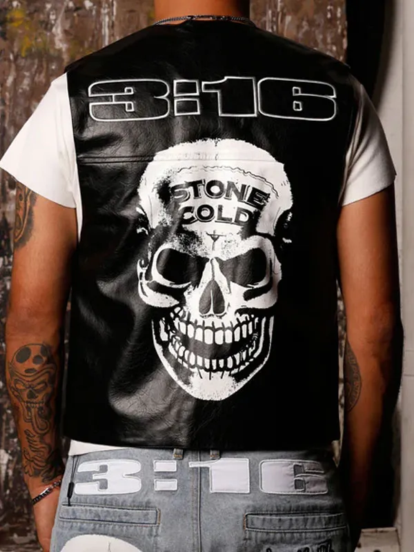 Stone Cold 3:16 Black Leather Vest WWE 2026