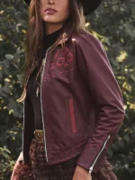 Rodeo Las Vegas Bloom Town Red Leather Jacket 2025