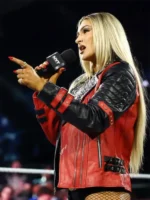 WWE NXT Izzi Dame Black & Red Biker Jacket