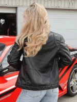 Olivia Hartley Black Leather Racer Jacket