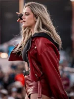 Alana Springsteen Red Biker Leather Jacket