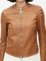 Maggie Q Ballard Renée Brown Leather Jacket - Image 2