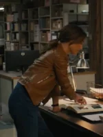 Maggie Q Ballard Renée Brown Leather Jacket - Image 3