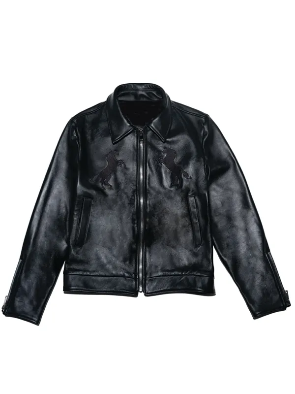 Chesapeake Bay River Western Black Leather Jacket