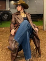 Cowboy Park Barretos Marcela Nery Brown Leather Coat