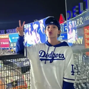 Dokyeom LA Dodgers White Blue Pullover Hoodie