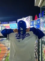 Dokyeom LA Dodgers White Blue Pullover Hoodie - Image 2