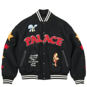 FW25 Mark Bode Black Cheech Wizard Varsity Jacket