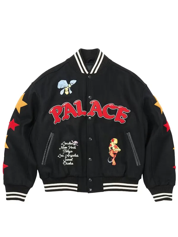 FW25 Mark Bode Black Cheech Wizard Varsity Jacket FW25 Mark Bode Black Cheech Wizard Varsity Jacket
