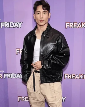 Freakier Friday Manny Jacinto Black Leather Jacket Mens Movie Inspired Coat