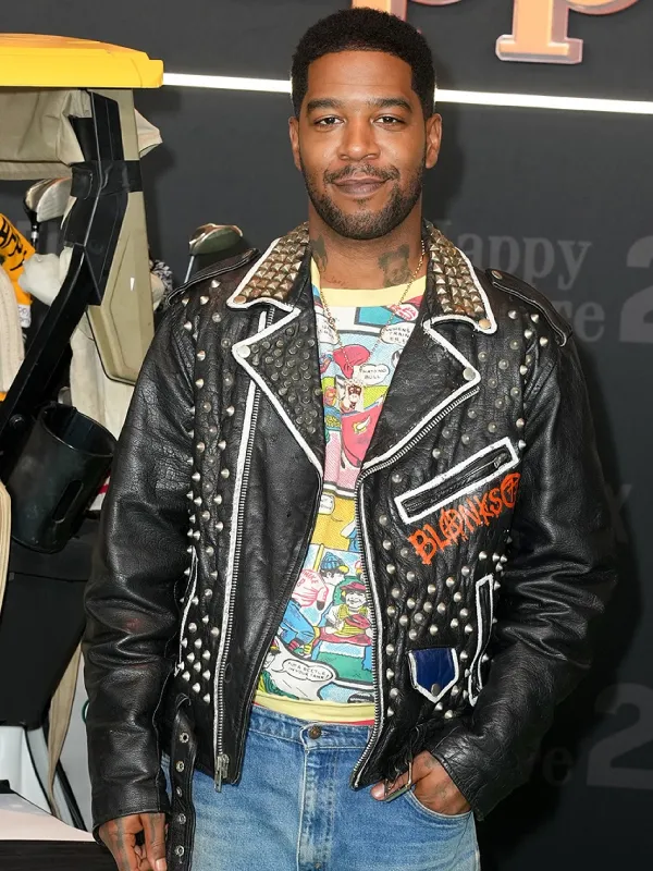 Kid Cudi Black Studded Biker Jacket Kid Cudi Black Studded Biker Jacket