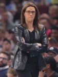 Stephanie White Indiana Fever Black Leather Blazer