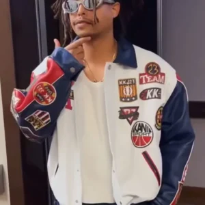 One Piece Usopp Blue & White Leather Jacket