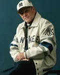 Jason Alexander New York Yankees White Leather Varsity Jacket