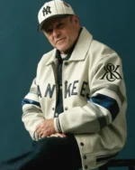 Jason Alexander New York Yankees White Leather Varsity Jacket
