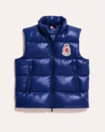 Jung Hae-in RWB Crest Shiny Down Blue Puffer Vest