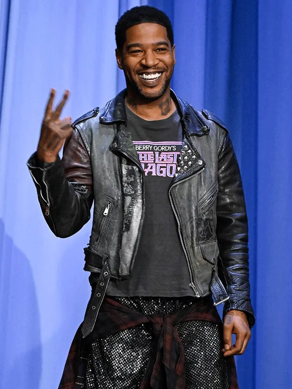 Kid Cudi Tonight Show S12 Black Biker Jacket Kid Cudi Tonight Show S12 Black Biker Jacket