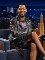 Kid Cudi Tonight Show S12 Black Biker Jacket - Image 3
