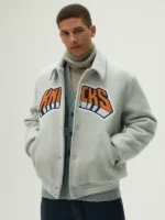Kith New York Knicks Wings Wool Coaches Grey Jacket - Image 2