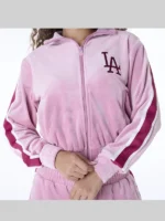 LA Dodgers Women’s Pink Velour Track Jacket