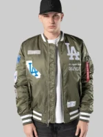 LA Dodgers MLB x Alpha Industries Green Bomber Jacket