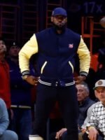 LeBron James Lakers Blue Yellow Varsity Jacket - Image 3