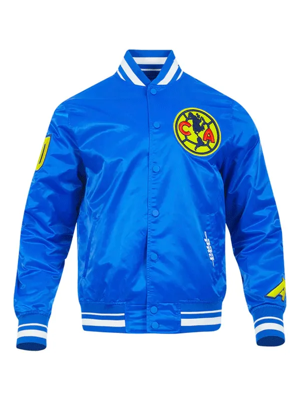 Liga MX Club America Blue Satin Varsity Jacket