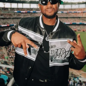 MLB All Star Braves Usher Black Varsity Jacket