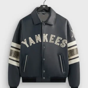 MLB New York Yankees Blue Leather Varsity Jacket