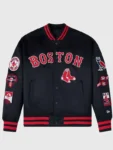 MLB Boston Red Sox Black Satin Varsity Jacket