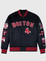 MLB Boston Red Sox Black Satin Varsity Jacket