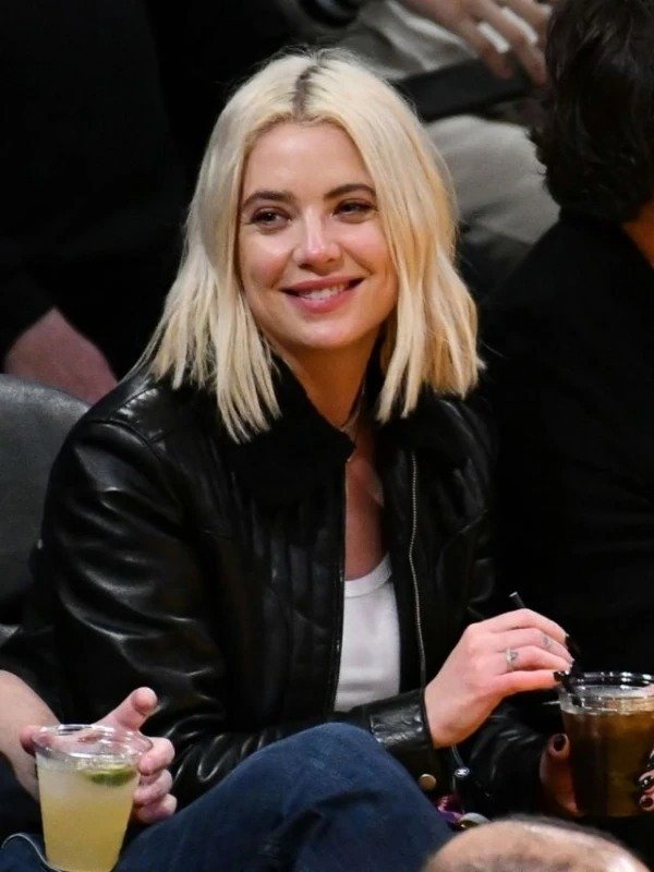 Ashley Benson NBA 2023 Black Leather Jacket