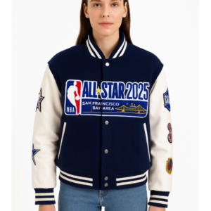 NBA All Star 2025 GSW Blue Wool Varsity Jacket