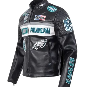 NFL Philadelphia Eagles Unisex Black Moto Jacket