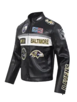 NFL Baltimore Ravens 2025 Black Moto Jacket