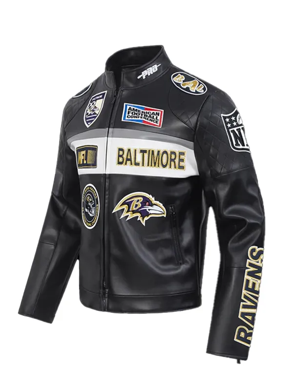 NFL Baltimore Ravens 2025 Black Moto Jacket NFL Baltimore Ravens 2025 Black Moto Jacket